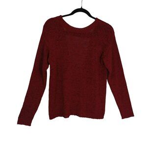 Tobi Knit Sweater Burgundy S/M Lightweight V-Style Opening At The Back Womens